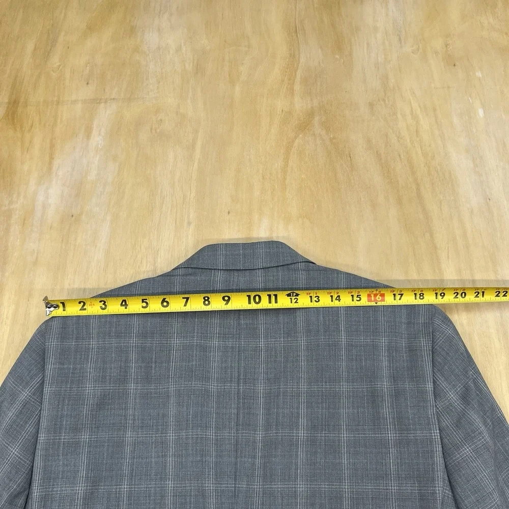 Tommy Hilfiger Suit Mens 42L Long Wool Blend Stretch Pants 36x31 Gray Plaid